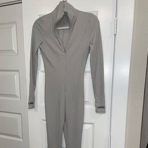 grey jumpsuit